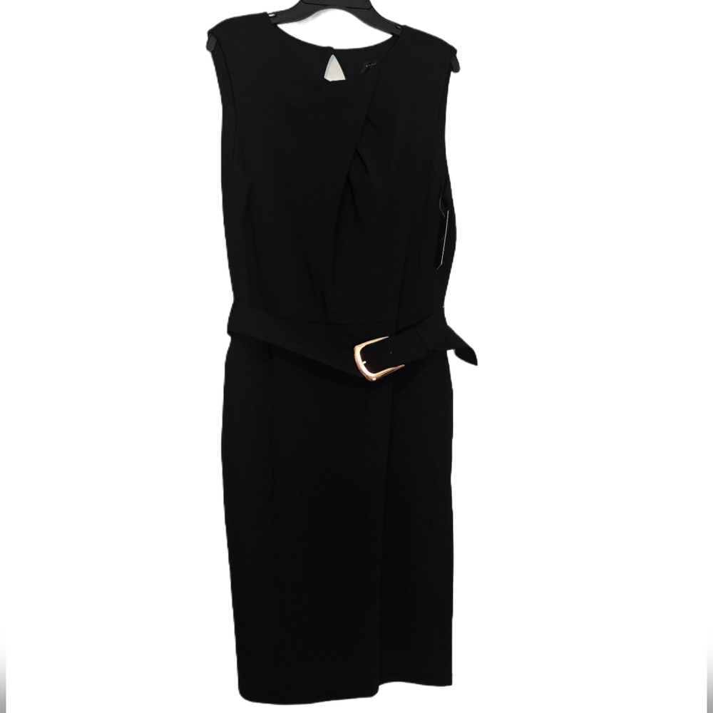 Tahari Women's Elegant Black Sleeveless Dress w/Belt